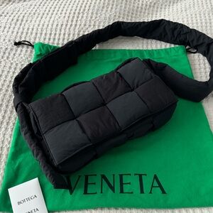 Bottega Veneta Tech Padded Cassette Cloth Crossbody Bag Black
